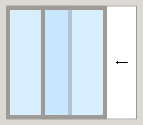 Simple illustration of a sliding window showing that this type of window opens by sliding it horizontally.